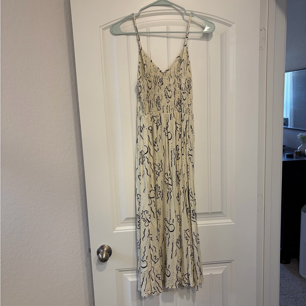 Urban Outfitters Cream and Black Midi Dress